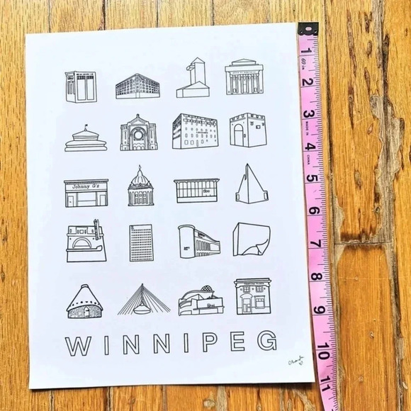 Winnipeg iconic landmarks  art print 8.5 x 11 wall decor original artwork - Picture 4 of 4